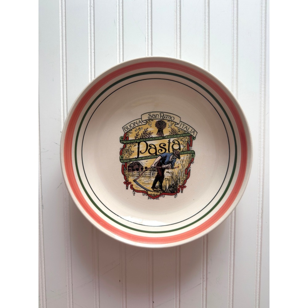 Vintage Italian Pasta Serving Bowl 12" Ironstone San Remo Italy Farmhouse